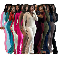 Fall 2024 Women Clothes Two Piece Flared Pants Tracksuits Set Casual Gym Active Wear 2 Piece Set Lounge Womens Matching Sets SHOWLU FASHION STORE