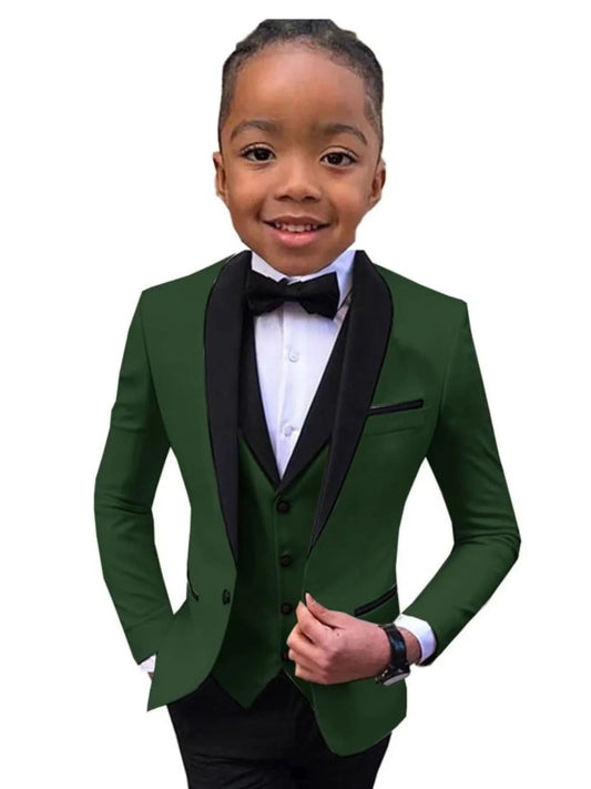Children Slim Fit White Jacket Vest Pants Bowtie 4PCS Photograph Suit Kids Piano Host Performance Dress Boy's Suit For Wedding