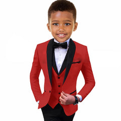 Luxury Boys Suit 3 Piece Spliced Lapel Wedding Tuxedo Formal Jacket Vest Pants Kids Slim Fit Set Fashion Complete Outfit SHOWLU FASHION STORE