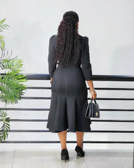 Elegant Church Dresses for Women Mermaid Long Sleeves Turn Down Collar Female Gowns Modest Classy Office Ladies Workwear Autumn SHOWLU FASHION STORE