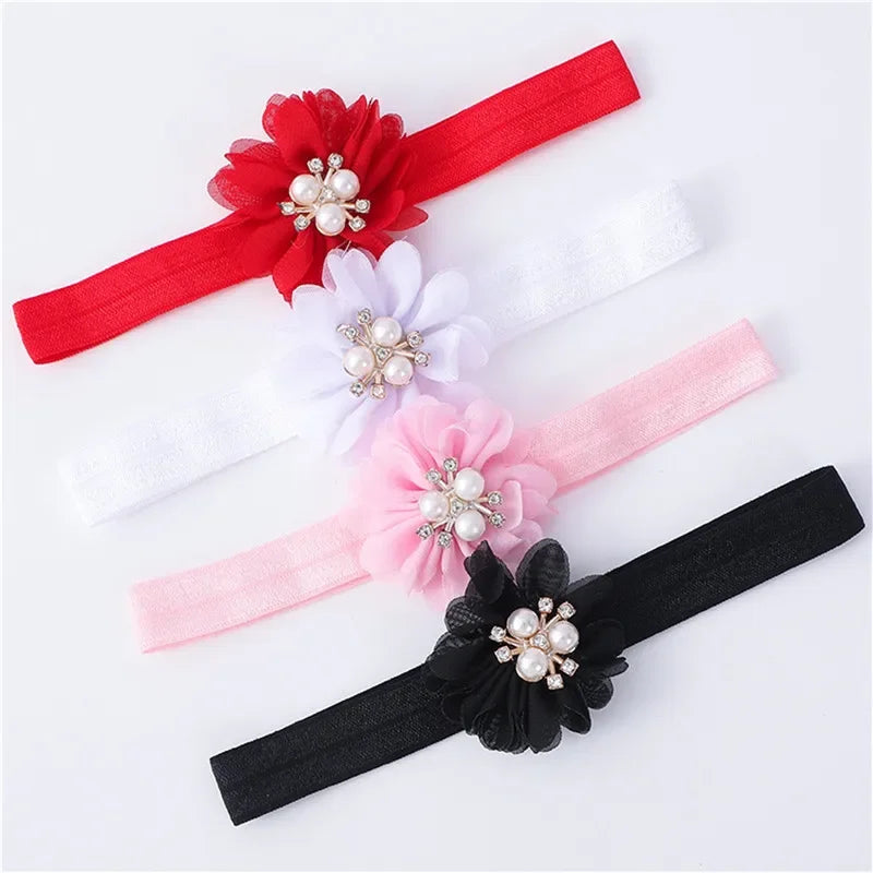 0-18months Baby Girls Shoes And Headband Soft Sole Non-Slip Pearl Flower Princess Wedding Dress Crib Shoes For Newborn Girls SHOWLU FASHION STORE