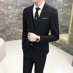 Suit Vest Pants 3 Pcs Set / 2023 Fashion New Men's Casual Boutique Business Solid Color Wedding Groom Suits Trousers Waistcoat SHOWLU FASHION STORE