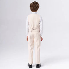 JUCPKID Children's Vest 3/4pcs Suit Formla Elegant Kids Boys Wedding Suit Kids Waistcoat Pants Bowtie Boys Suits Outfits Set SHOWLU FASHION STORE