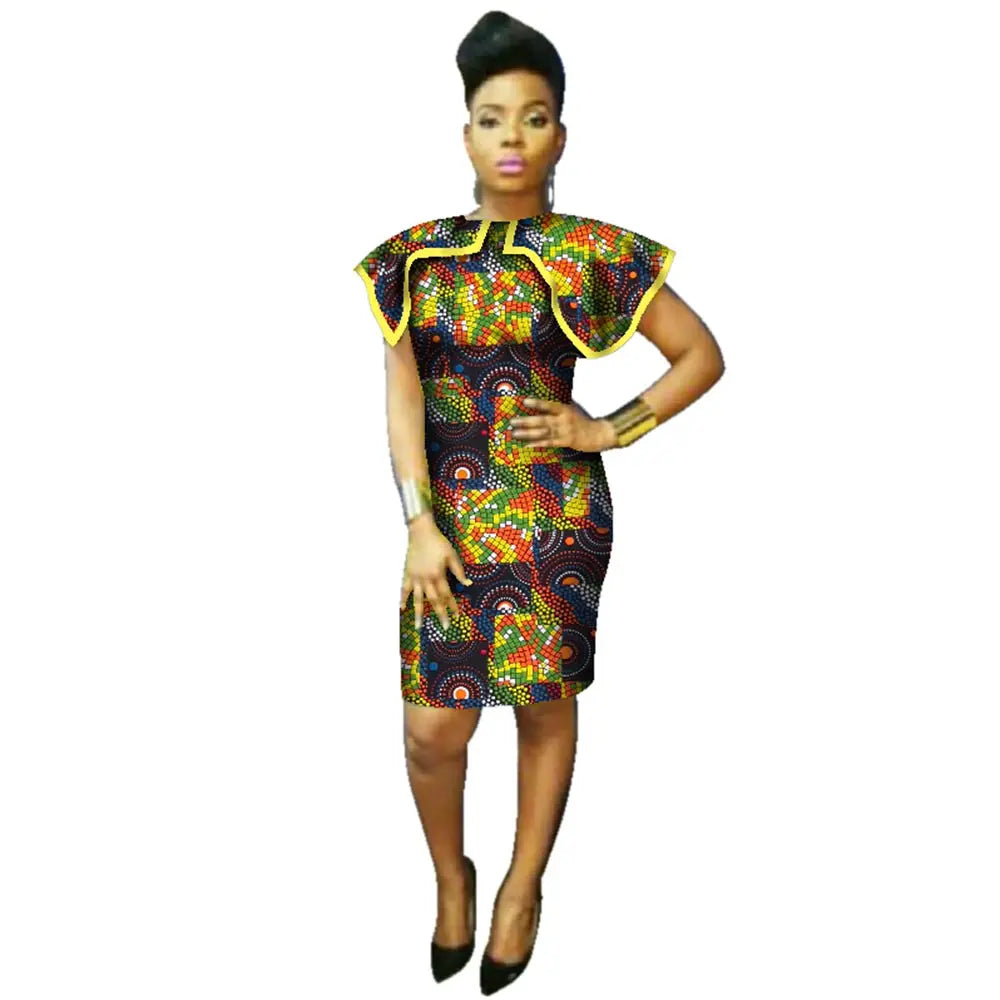 BintaRealWax African Dresses For Women Shawl Collar Print Fabric Clothes Dashiki Plus Size Africa Style Clothing WY2262 SHOWLU FASHION STORE
