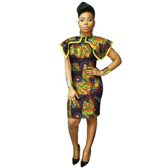 BintaRealWax African Dresses For Women Shawl Collar Print Fabric Clothes Dashiki Plus Size Africa Style Clothing WY2262 SHOWLU FASHION STORE