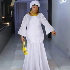 Plus Size African Party Dresses for Women Dashiki Ankara Lace Evening Gown Abayas Robe Muslim Kaftan Maxi Long Dress 2024 SHOWLU FASHION STORE