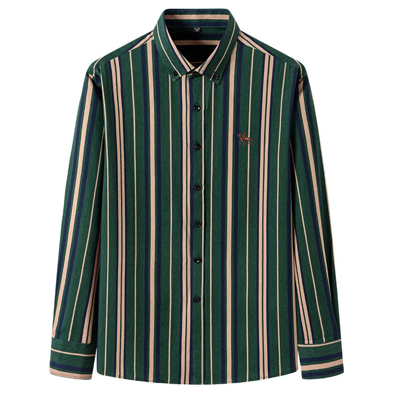 Plus size 6XL 100%cotton korean fashion long-sleeve shirts for men slim fit formal plain shirt striped houndstooth plaid clothes SHOWLU FASHION STORE