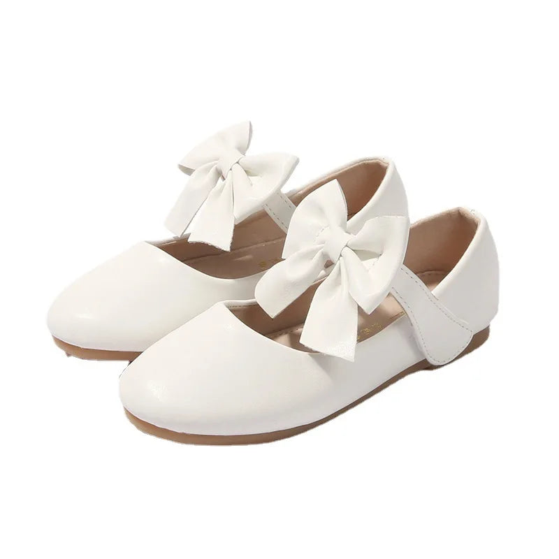 3-12 Christmas Party Dress Girls Gold Shoes with Bow Princess Dresses Barbie Shoes for Girls White Wedding Ceremony Girls' Shoes SHOWLU FASHION STORE
