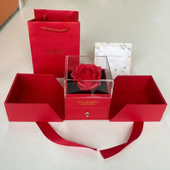 Rose Jewelry Gift Box Bow Packaging Luxury Double Door Drawer Necklace For Girlfriend Mom Simulation Flower Creative Romantic SHOWLU FASHION STORE