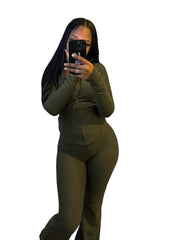 Fall 2024 Women Clothes Two Piece Flared Pants Tracksuits Set Casual Gym Active Wear 2 Piece Set Lounge Womens Matching Sets SHOWLU FASHION STORE