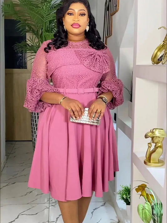 Plus Size African Party Dresses for Women 2025 New Fashion Dashiki Ankara Lace Wedding Gowns Elegant Turkey Muslim Maxi Dress SHOWLU FASHION STORE