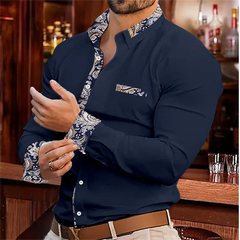 Men's Shirt Button Up Casual Shirt Long Sleeve Line Patchwork Shirt Everyday Resort Wear Casual Comfort Casual Elegant Plus Size SHOWLU FASHION STORE