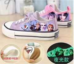 Disney Children's Canvas Shoes frozen elsa Low top Girls sport  Shoes PU Autumn Breathable Non slip Casual Shoes SHOWLU FASHION STORE