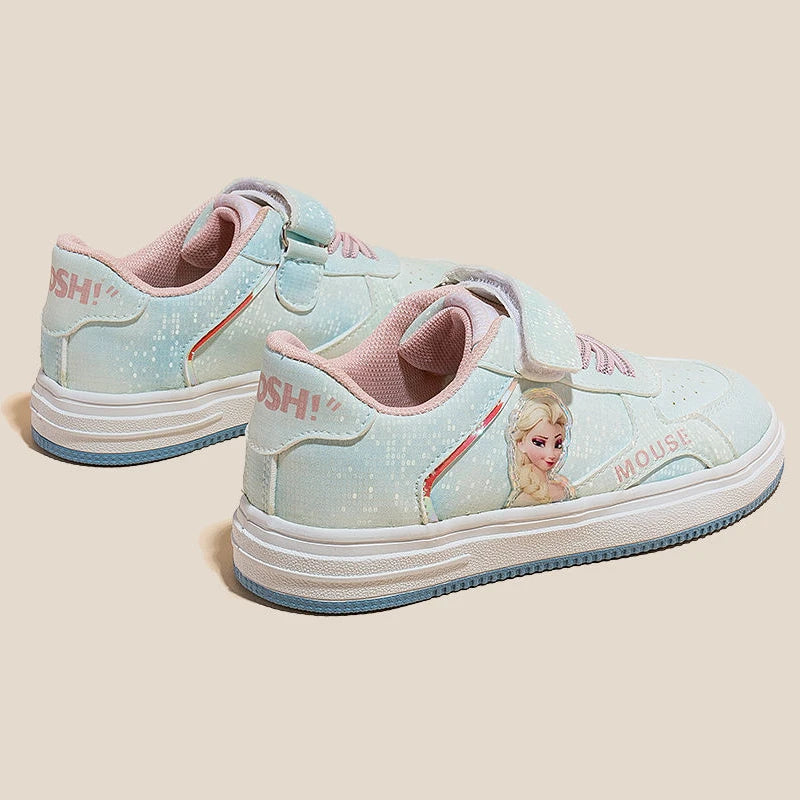 Disney Children's Casual Shoes Elsa Princess Frozen Girls' Sneakers White Pink Breathable Fashion Round Toe Shoes Size 24-37 SHOWLU FASHION STORE