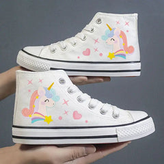 Disney Frozen Elsa Canvas Shoes 2025 New Kids White Shoes Cartoon Snow White Casual Sneakers Kuromi Tennis Shoes Size 26-37 SHOWLU FASHION STORE