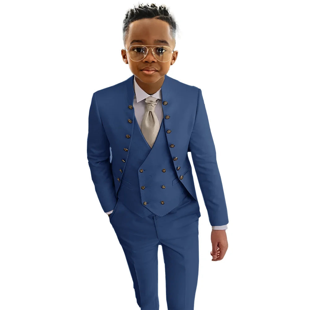 Boys Suit Fashion Design 3-piece Wedding Tuxedo Kids Custom Jacket Pants Vest Complete Suit Available for 2-18 years old SHOWLU FASHION STORE