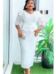 Plus Size African Party Dresses for Women 2025 New Fashion Dashiki Ankara Wedding Evening Gown Elegant Turkey Muslim Maxi Dress SHOWLU FASHION STORE