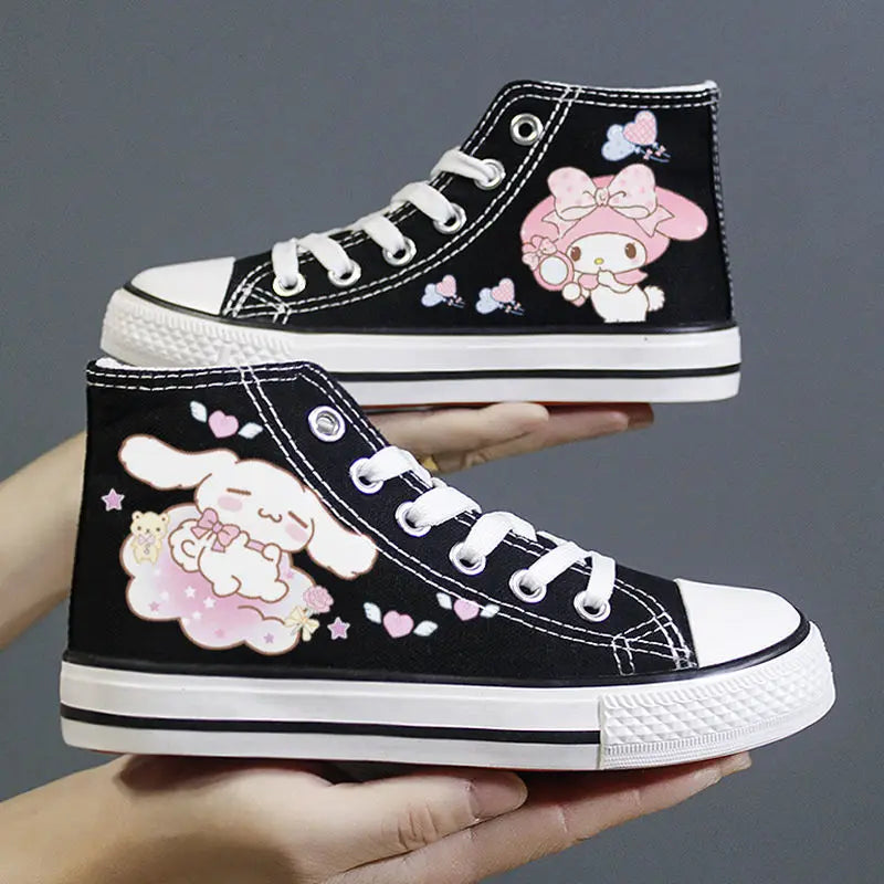 Disney Frozen Elsa Canvas Shoes 2025 New Kids White Shoes Cartoon Snow White Casual Sneakers Kuromi Tennis Shoes Size 26-37 SHOWLU FASHION STORE