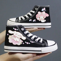 Disney Frozen Elsa Canvas Shoes 2025 New Kids White Shoes Cartoon Snow White Casual Sneakers Kuromi Tennis Shoes Size 26-37 SHOWLU FASHION STORE