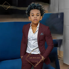 Kids' Orange Single-Breasted Suit (Jacket + Trousers) – Stylish Slim Fit, Perfect for Weddings & Cocktail Parties SHOWLU FASHION STORE