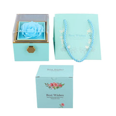 1PC Rotating Eternal Rose Flower Jewelry Box Ring Earrings Necklace Storage Boxes Wedding Valentine's Day Gift Boxes for Lovers SHOWLU FASHION STORE