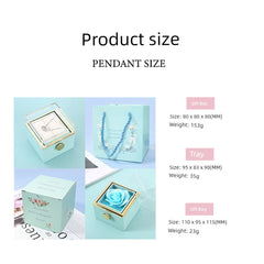Personality Lettering Stainless Steel Double Ring Heart Necklace Rotating Rose Jewel Case and Packing Box Reversible Necklace Box SHOWLU FASHION STORE