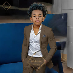 Kids' Orange Single-Breasted Suit (Jacket + Trousers) – Stylish Slim Fit, Perfect for Weddings & Cocktail Parties SHOWLU FASHION STORE