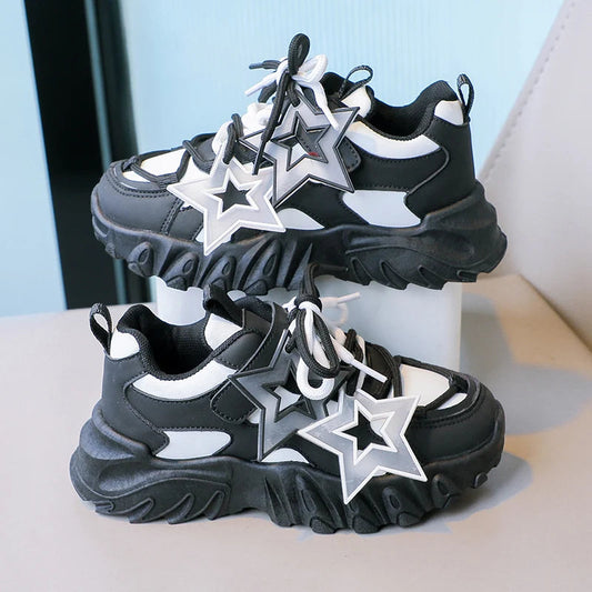 Breathable Gradient Color Kids Sports Shoes, Breathable Chunky Sneakers for Girls and Boys with Star Decoration SHOWLU FASHION STORE