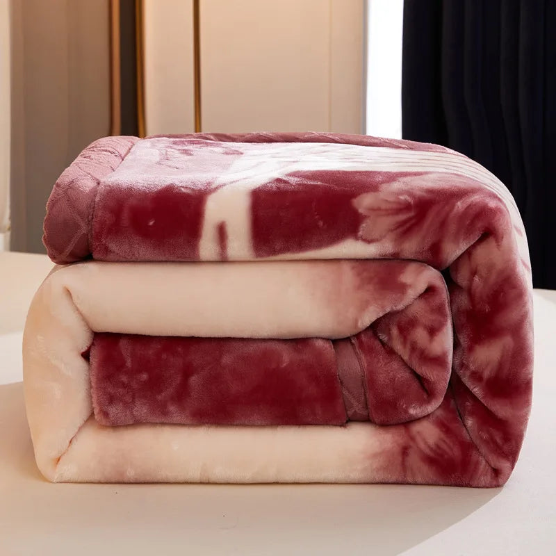 Soft Warm Weighted Blankets For Beds Winter Double Layers Fluffy Faux Fur Mink Throw Thicken Fleece Quilts Blankets SHOWLU FASHION STORE