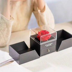 Rose Jewelry Gift Box Bow Packaging Luxury Double Door Drawer Necklace For Girlfriend Mom Simulation Flower Creative Romantic SHOWLU FASHION STORE