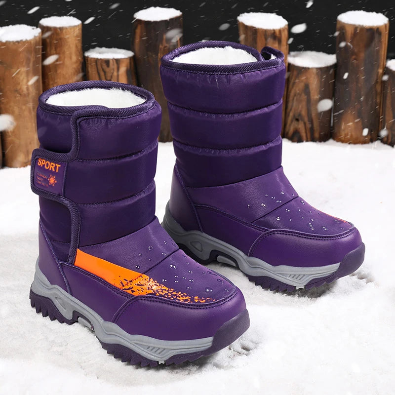 2025 Winter Children Boots Princess Elegant Girls Shoes Water Proof Girl Boy Snow Boots Kids Warm High Quality Plush Boots SHOWLU FASHION STORE