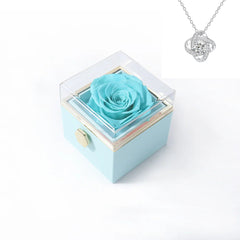 Rotating Rose Gift Box Acrylic Ring Necklace Preserved Flower Jewelry Box For Girlfriend Mother Valentine's Day Christmas Gifts SHOWLU FASHION STORE