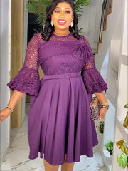 Plus Size African Party Dresses for Women 2025 New Fashion Dashiki Ankara Lace Wedding Gowns Elegant Turkey Muslim Maxi Dress SHOWLU FASHION STORE