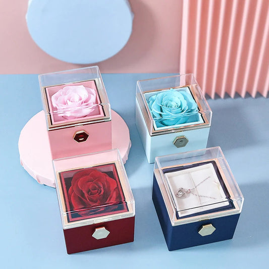 Luxury Rose Flip Gift Box Necklace Earrings Ring Decoration Box For Girlfriend Mother Lover 2025 Christmas Valentine's Day Gifts SHOWLU FASHION STORE