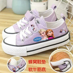 Disney Children's Canvas Shoes frozen elsa Low top Girls sport  Shoes PU Autumn Breathable Non slip Casual Shoes SHOWLU FASHION STORE