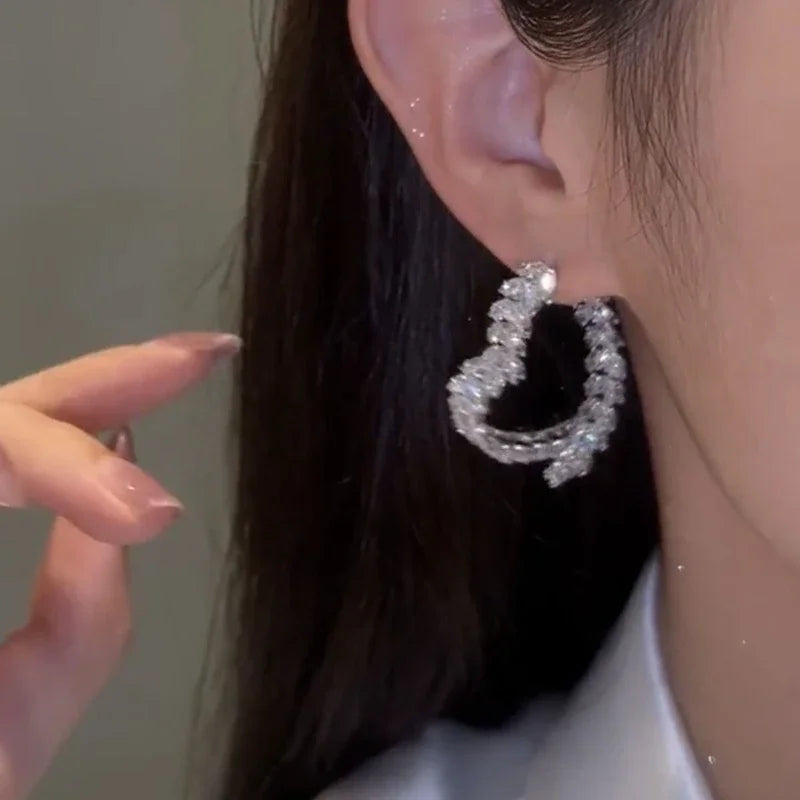 Luxury Earrings Shiny Zircon Fashion Personality Party Charm Jewelry Wheat Leaf Earring for Women Girls Valentine's Day Gift SHOWLU FASHION STORE