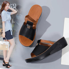 2024 Summer Women Wedge Sandals Premium Orthopedic Open Toe Sandals Vintage Anti-slip Leather Casual Female Platform Retro Shoes SHOWLU FASHION STORE
