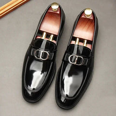 Men's Business Casual Patent Leather Shiny Square Head Slip-on Shoe SHOWLU FASHION STORE