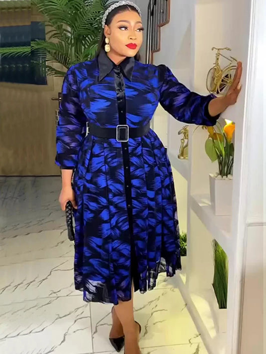 Elegant African Dresses for Women Long Sleeve Africa Clothing Plus Size Evening Party Dress Dashiki Ankara Turkey Outfits Robe SHOWLU FASHION STORE