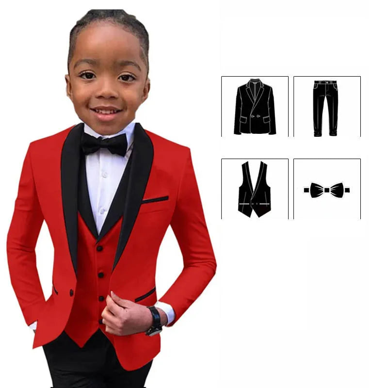 Children Slim Fit White Jacket Vest Pants Bowtie 4PCS Photograph Suit Kids Piano Host Performance Dress Boy's Suit For Wedding SHOWLU FASHION STORE