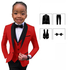 Children Slim Fit White Jacket Vest Pants Bowtie 4PCS Photograph Suit Kids Piano Host Performance Dress Boy's Suit For Wedding SHOWLU FASHION STORE