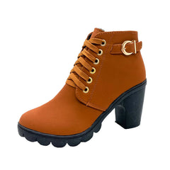New Spring Winter Women Pumps Boots High Quality Lace-up European Ladies Shoes PU High Heels Boots Fast Delivery Platform Boots SHOWLU FASHION STORE