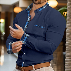 Men's Shirt Button Up Casual Shirt Long Sleeve Line Patchwork Shirt Everyday Resort Wear Casual Comfort Casual Elegant Plus Size SHOWLU FASHION STORE