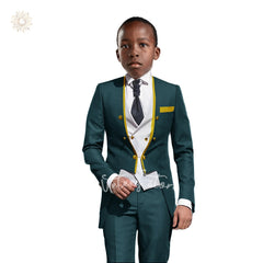 Boys Tuxedo Suit Slim Fit 3 Pieces Kids Formal Suit Blazer Pants Vest Set fit 3-16 Years SHOWLU FASHION STORE