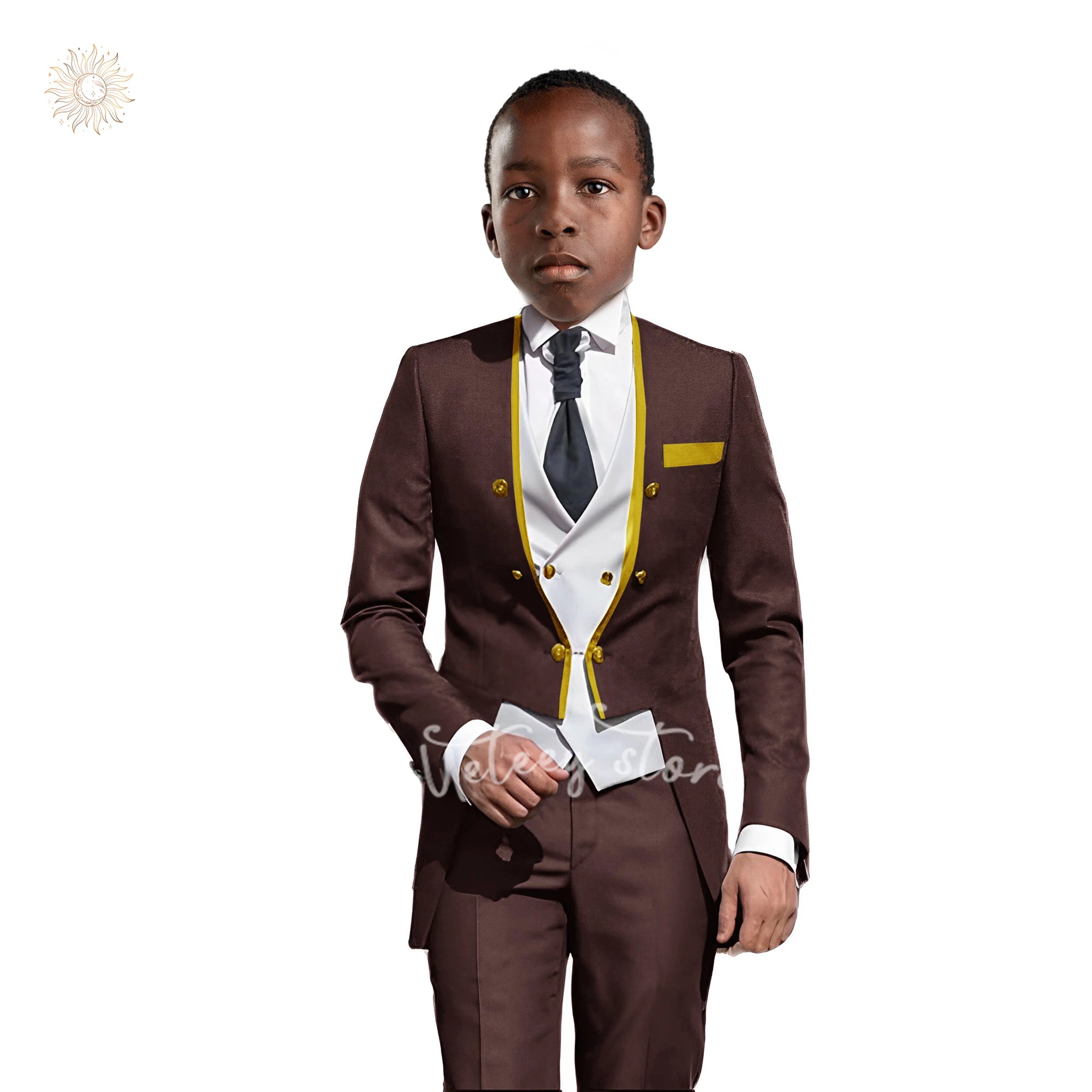 Boys Tuxedo Suit Slim Fit 3 Pieces Kids Formal Suit Blazer Pants Vest Set fit 3-16 Years SHOWLU FASHION STORE