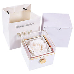 Rotating Forever Rose Jewelry Box Preserved Flowers Proposal Ring Case Gift for Mom Wife Girlfriend Grandma SHOWLU FASHION STORE