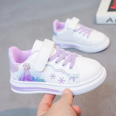Disney spring and autumn new girls casual shoes Elsa princess students soft sole white shoes waterproof leather sneakers SHOWLU FASHION STORE