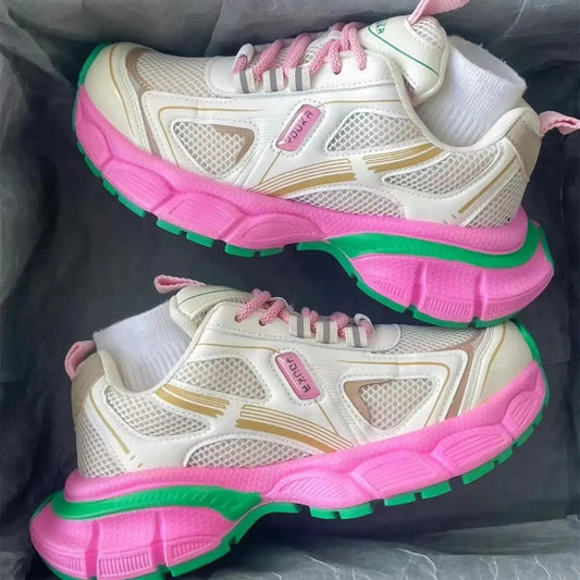 Summer New Breathable Increased Casual Sports Shoes Women's Wave Versatile Mesh Thick Sole Shoes Women's Shoes SHOWLU FASHION STORE
