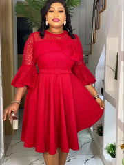 Plus Size African Party Dresses for Women 2025 New Fashion Dashiki Ankara Lace Wedding Gowns Elegant Turkey Muslim Maxi Dress SHOWLU FASHION STORE