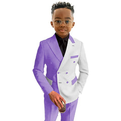 Boys Suit Fashion Wedding Tuxedo 2-piece Set Pointed Collar Jacket Double Breasted Blazer Pants for Party SHOWLU FASHION STORE